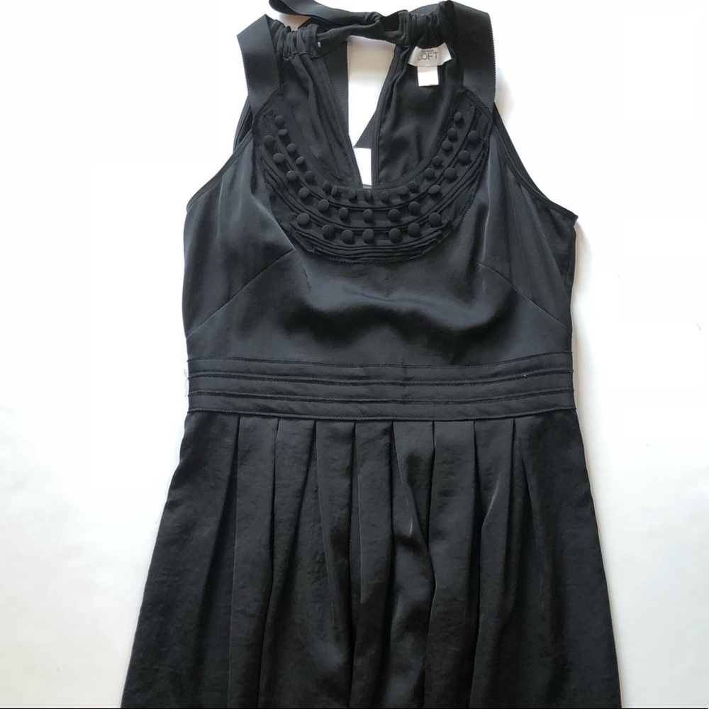 Ann Taylor LOFT Solid Black Halter Tie Neck Dress